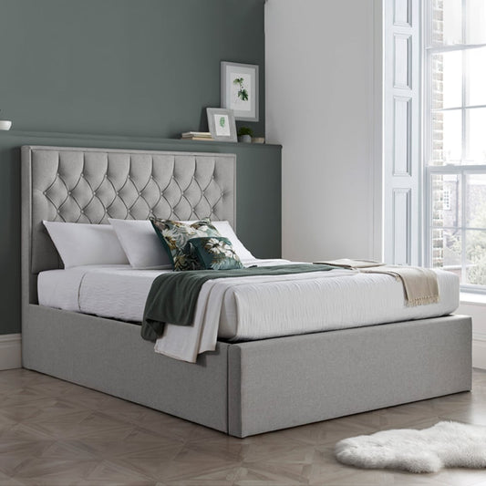 The Wilson Grey Fabric Ottoman Bed - Millie & Jones