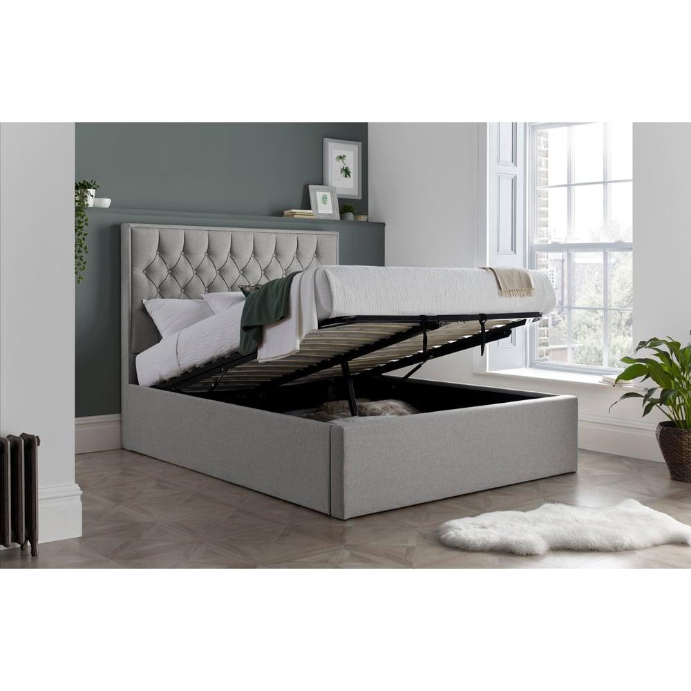 The Wilson Grey Fabric Ottoman Bed