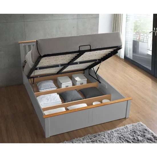 Malmo Pearl Grey Ottoman bed