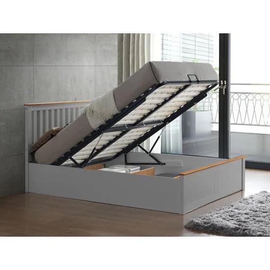 Malmo Pearl Grey Ottoman bed