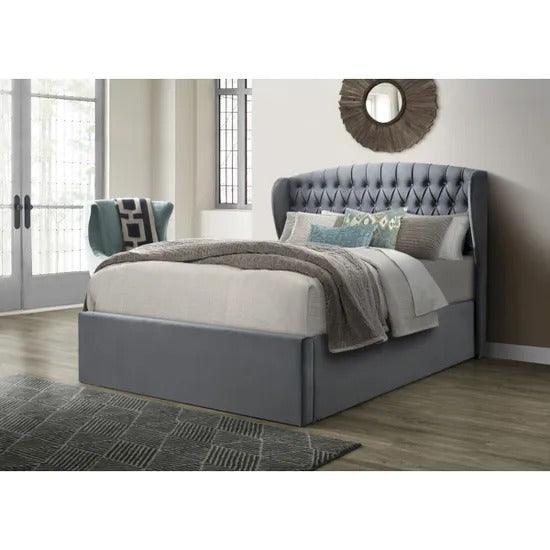 The Warwick Grey Velvet Ottoman Bed