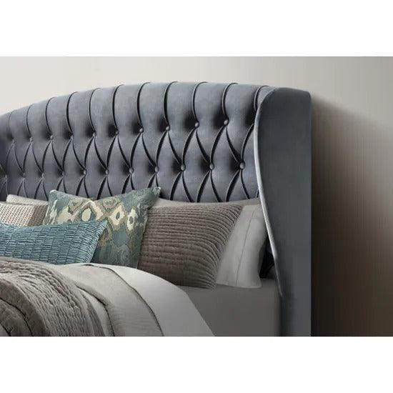 The Warwick Grey Velvet Ottoman Bed