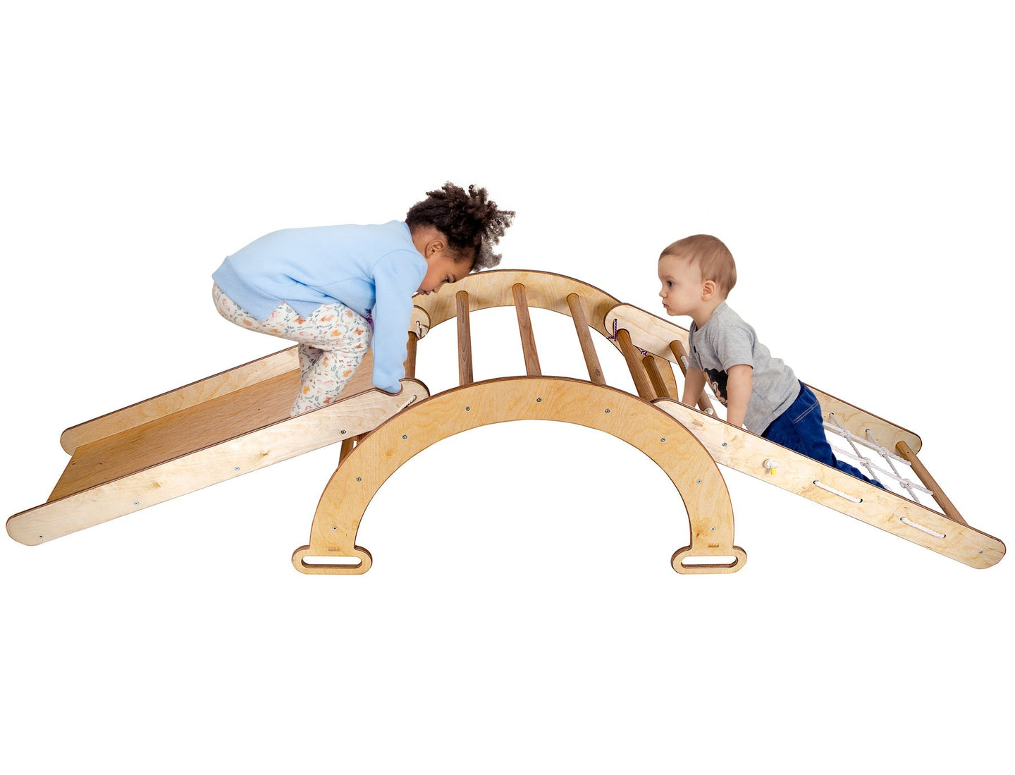 3 Pieces | Pikler ARCH Ladder + Climbing Net + Ramp - Millie & Jones