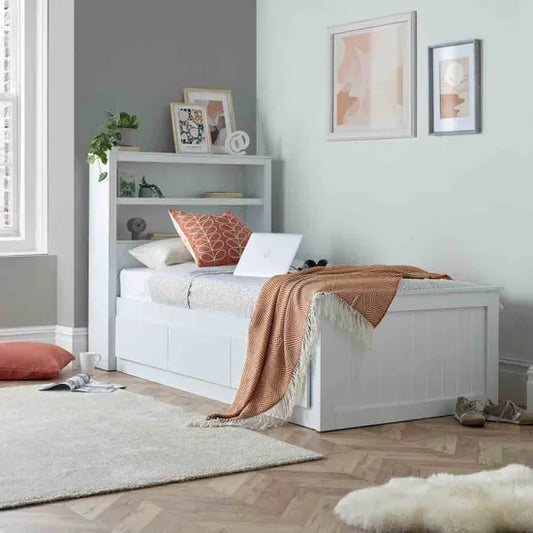 The Enzo White Wooden 3 Drawer Storage Bed - Millie & Jones