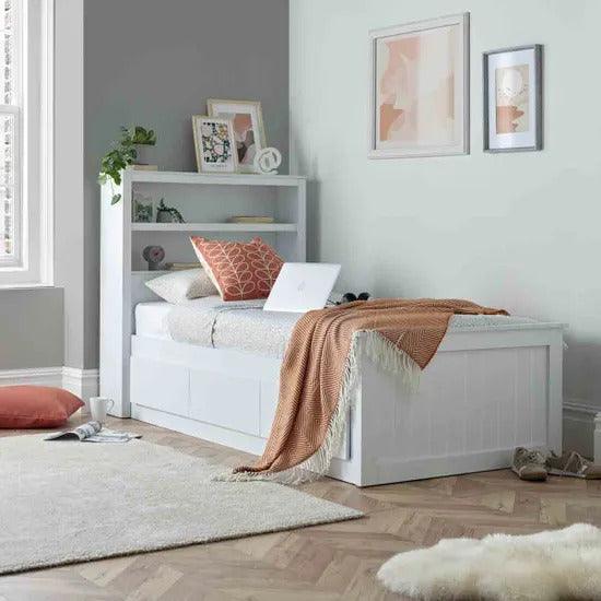 The Enzo White Wooden 3 Drawer Storage Bed