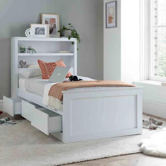 The Enzo White Wooden 3 Drawer Storage Bed