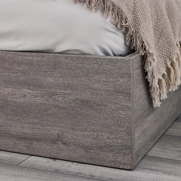 Bali Grey Oak Wooden Bookcase Ottoman Storage Bed - Single