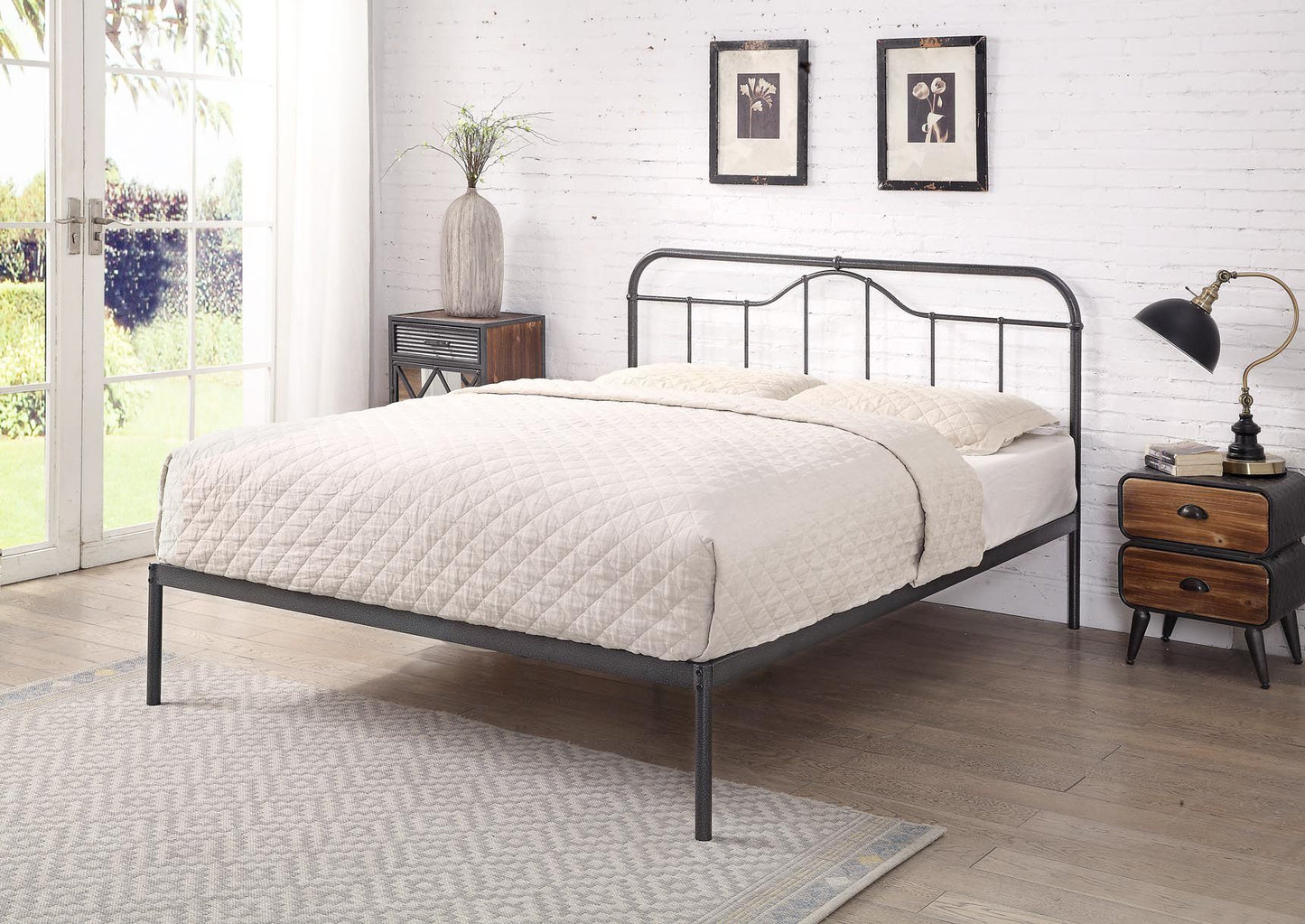 Oakenholt Double Metal Bed Frame - Black/Silver Finish or Antique Bronze