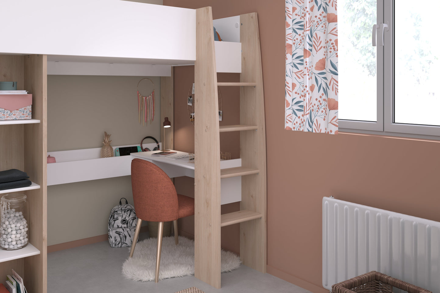 Shelter Highsleeper with built-in desk and storage in a modern child's bedroom.