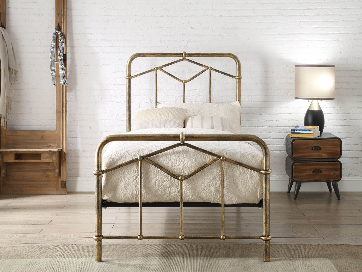 Axton Single Metal Bed - Black or Antique Bronze - Millie & Jones