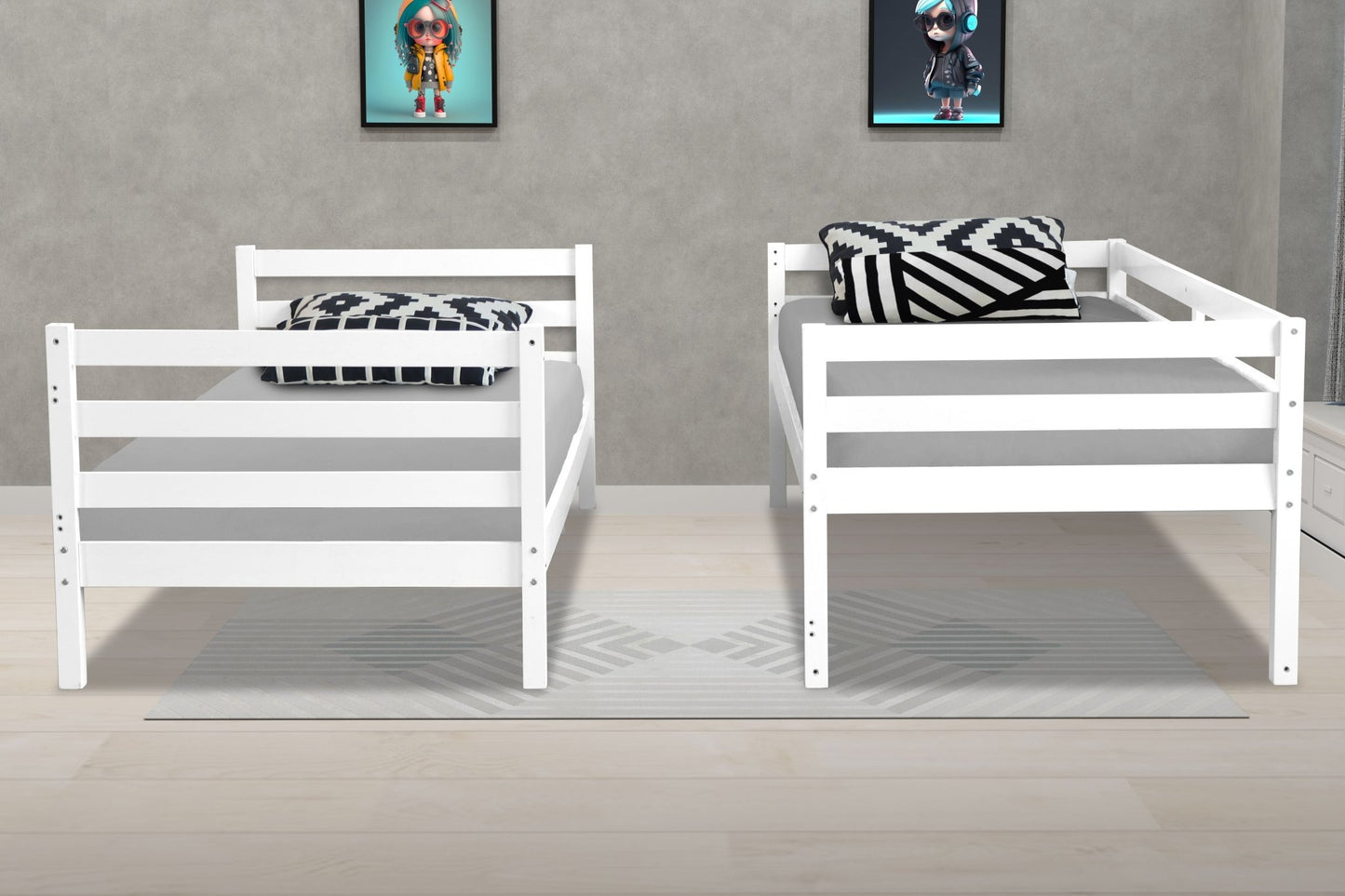 Bailey Wooden Bunk Bed - White or Grey - Millie & Jones