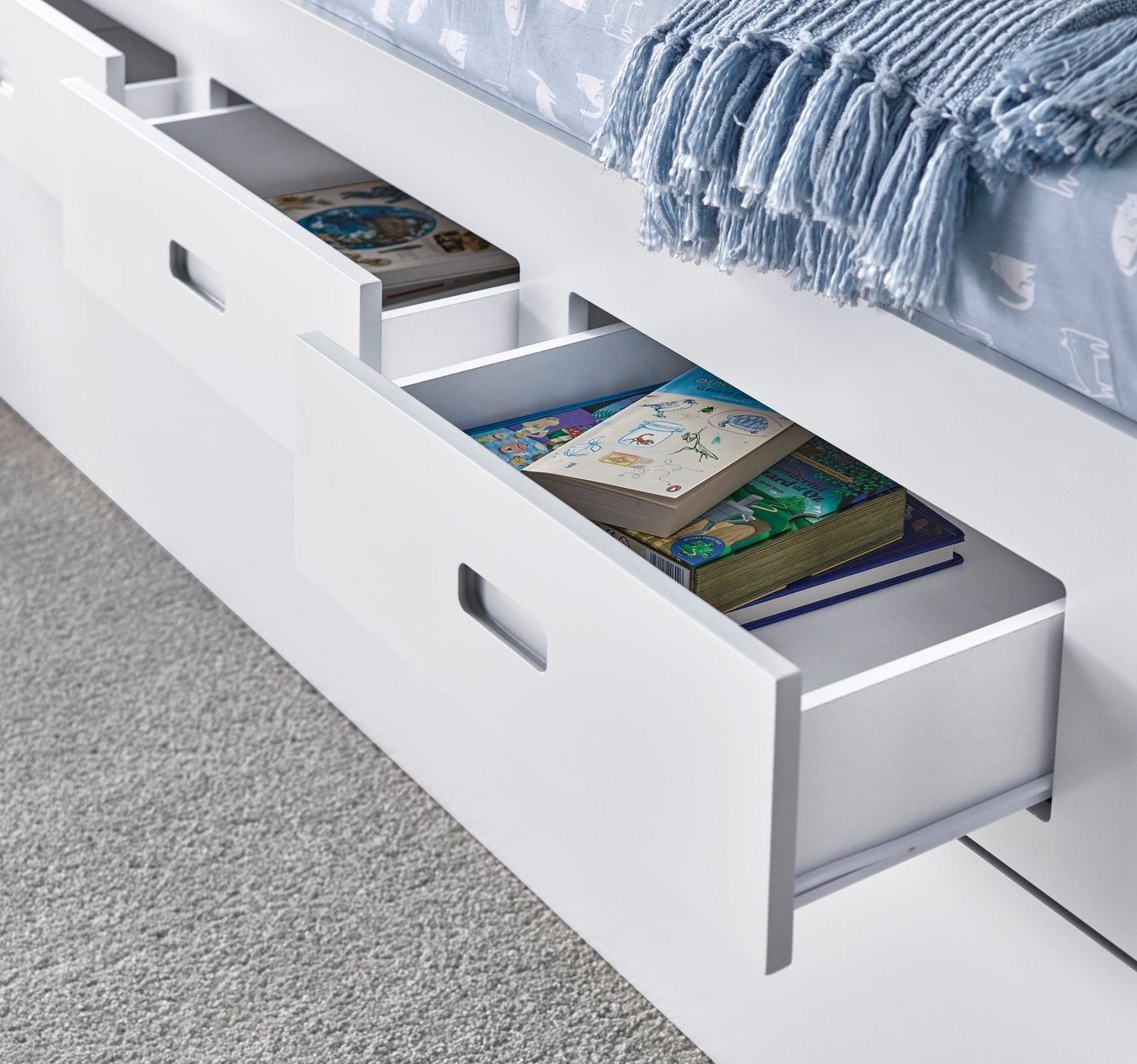 Veera Guest Bed with trundle and storage drawers.