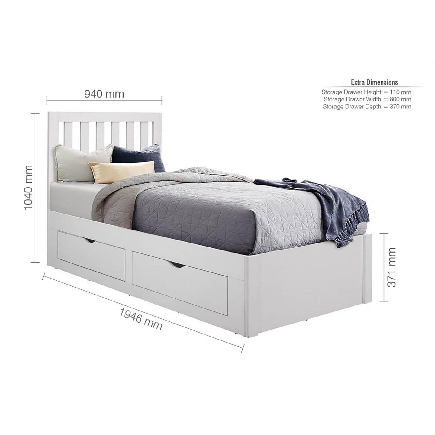 Birlea Appleby Single Mid Sleeper Bed with Four Drawers - Millie & Jones