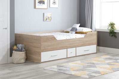 Camden Single White and Oak Wooden Cabin Bed - Millie & Jones