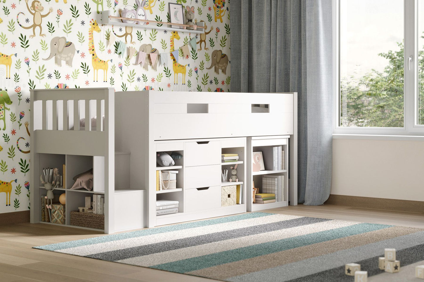 Charlie Mid Sleeper Bed with Desk & Storage - Millie & Jones