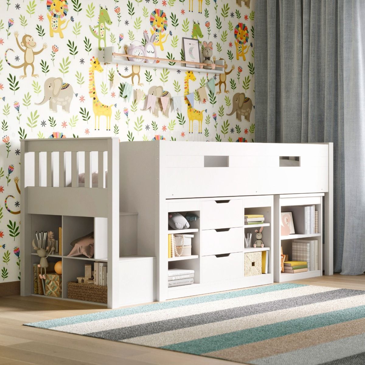 Charlie Mid Sleeper Bed with Desk & Storage - Millie & Jones