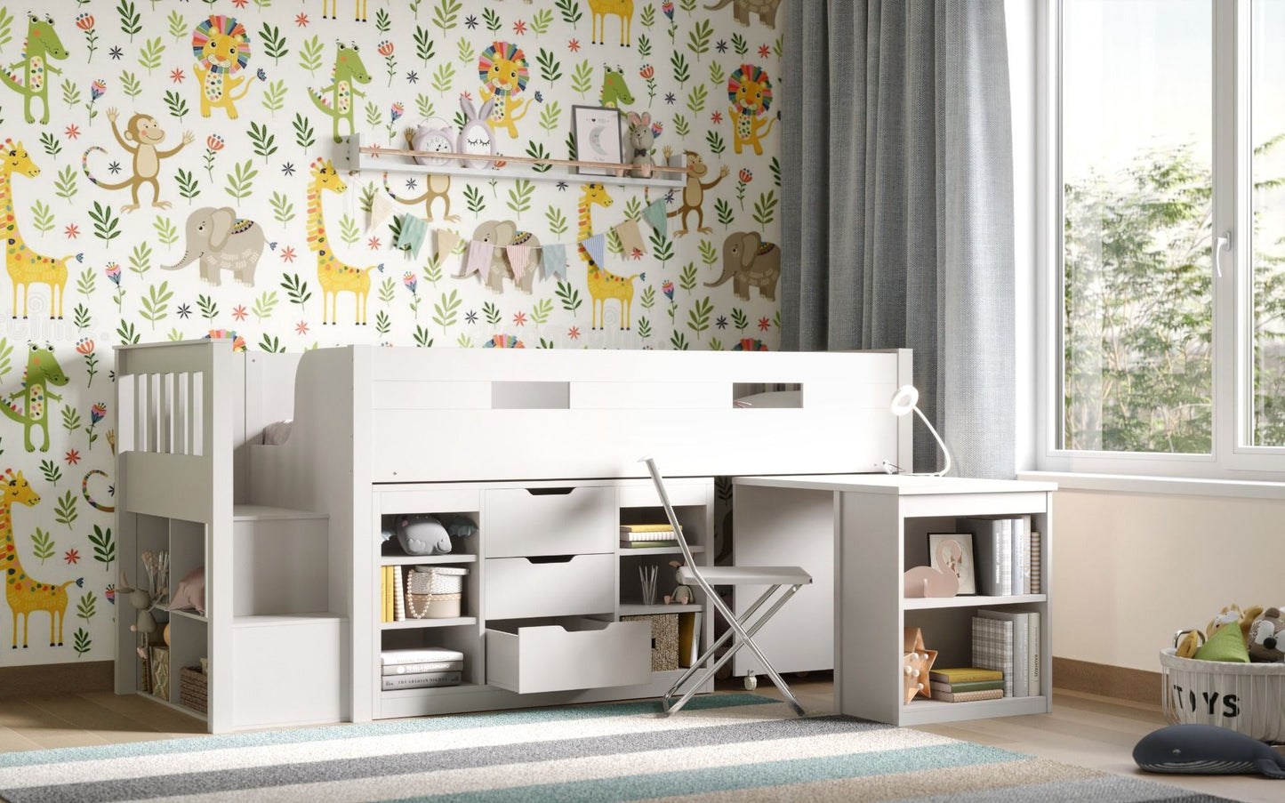 Charlie Mid Sleeper Bed with Desk & Storage - Millie & Jones