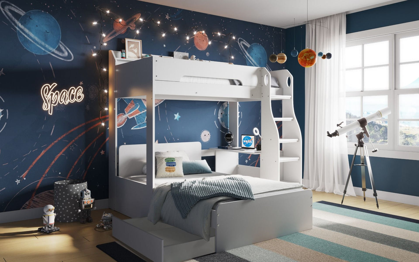 Cosmic L Shaped Triple Bunk Bed