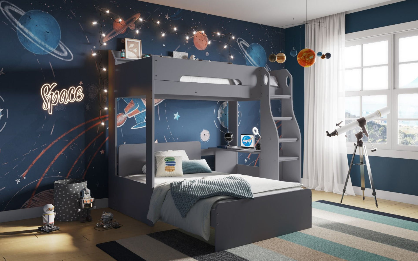 Cosmic L Shaped Triple Bunk Bed