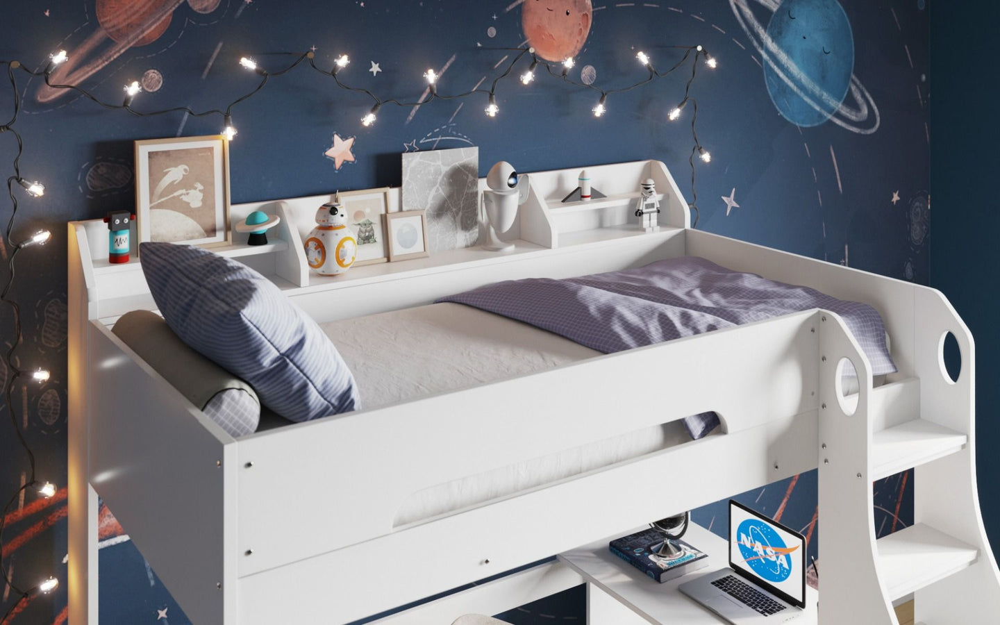 Galaxy White High Sleeper Bed