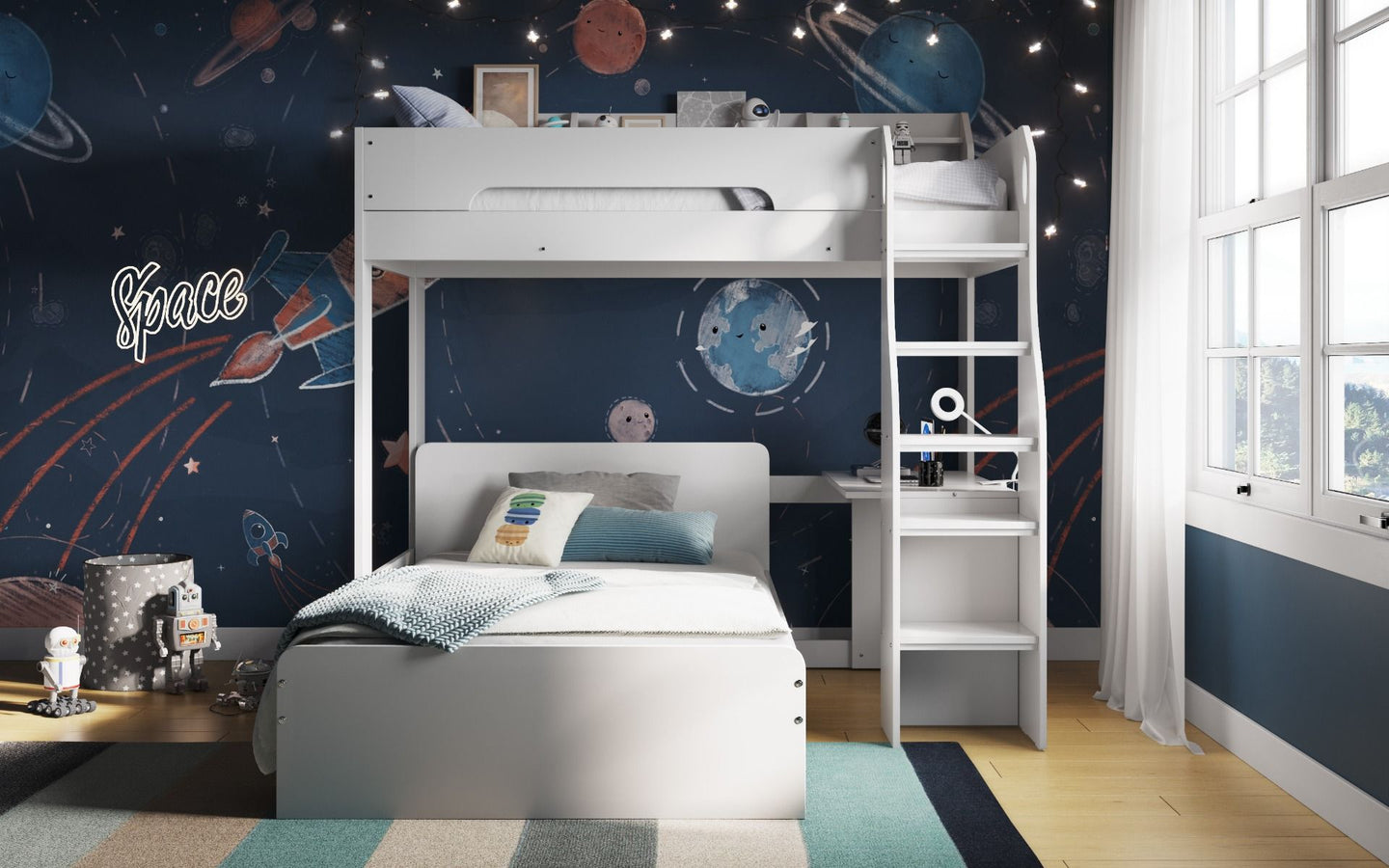 Cosmic L Shaped Triple Bunk Bed