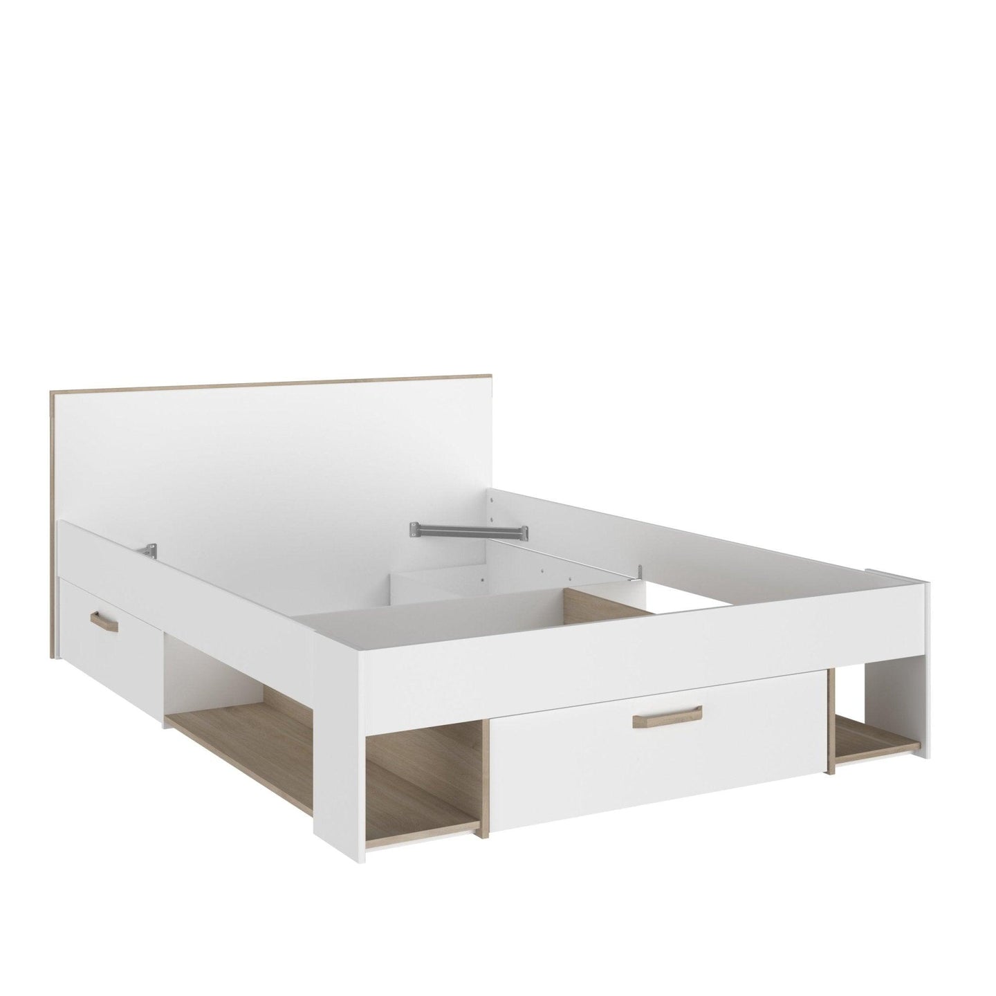 Parisot Dream Double Storage Bed with drawers and headboard shelves, modern design.