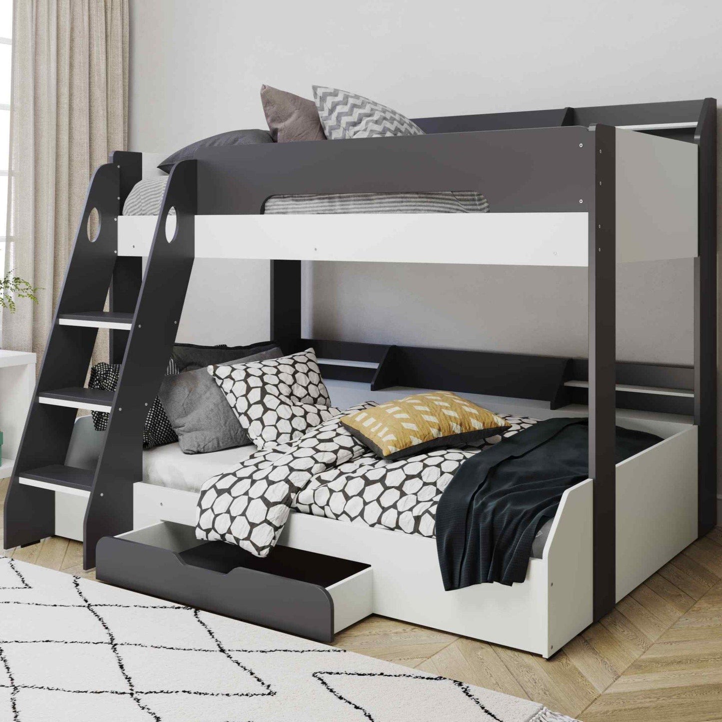 Flair - Flick Triple Bunk Bed with Storage Shelves & Drawer - Millie & Jones