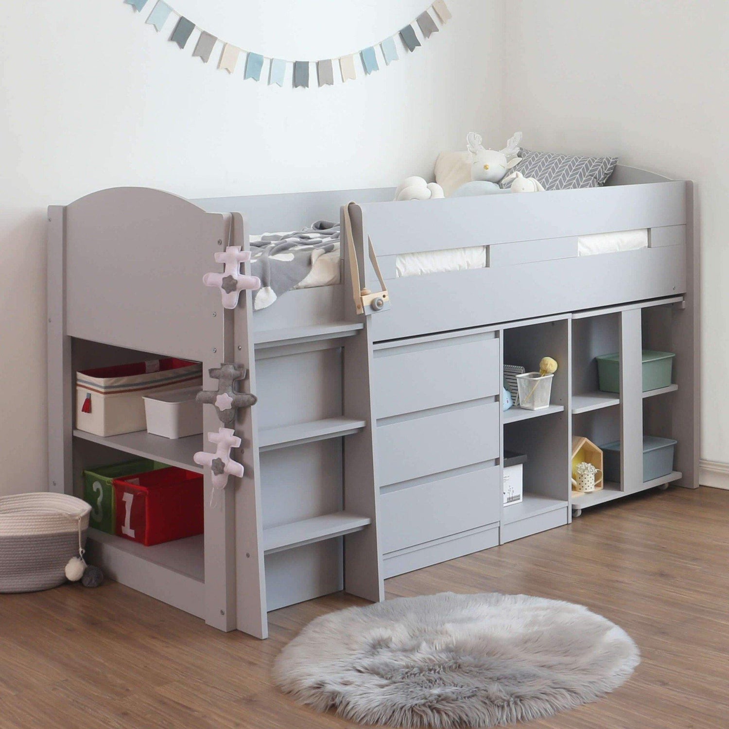 Flintshire - Billie Mid Sleeper Bed with Drawers & Desk - Millie & Jones