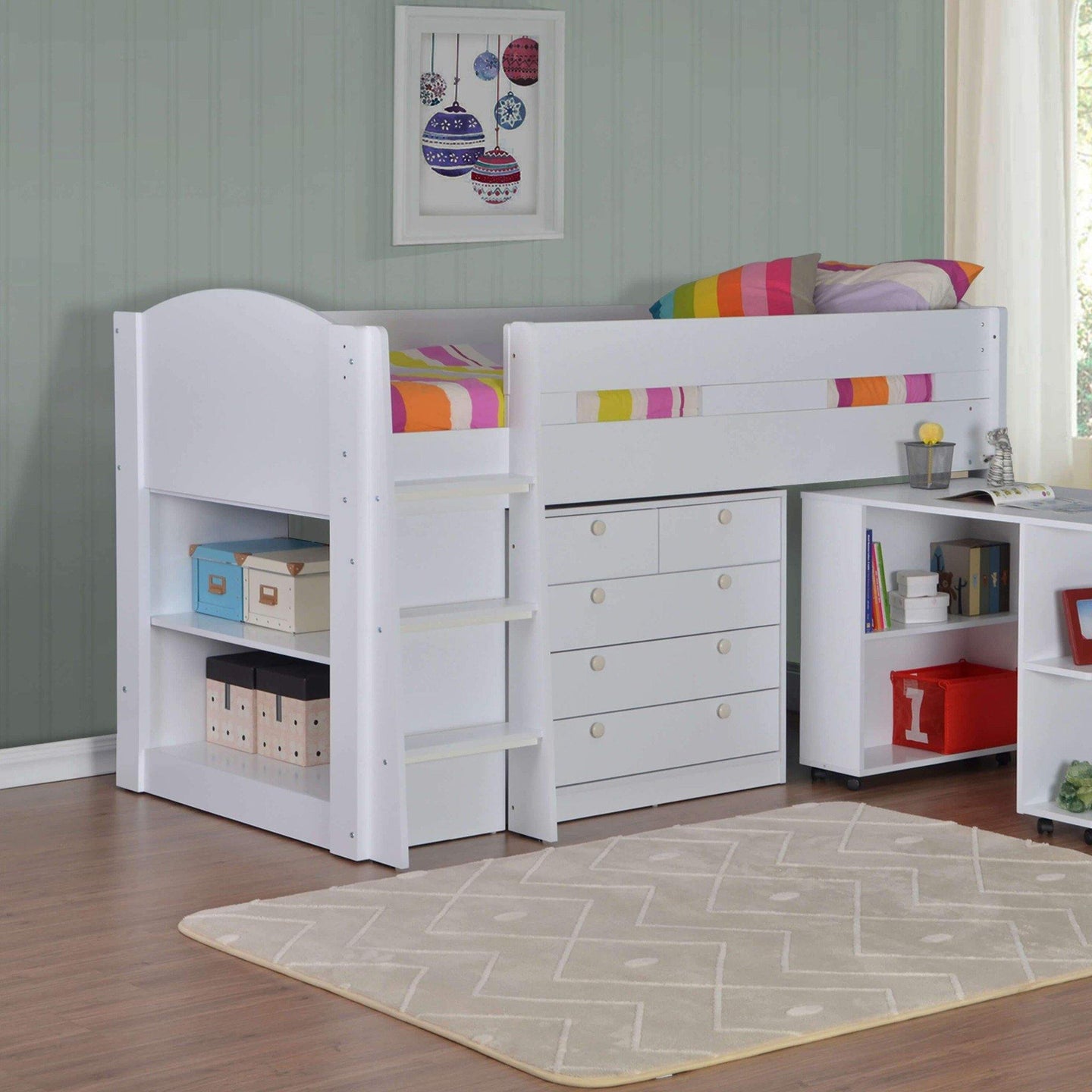 Flintshire Furniture - Frankie Mid Sleeper with Drawers & Desk - Millie & Jones