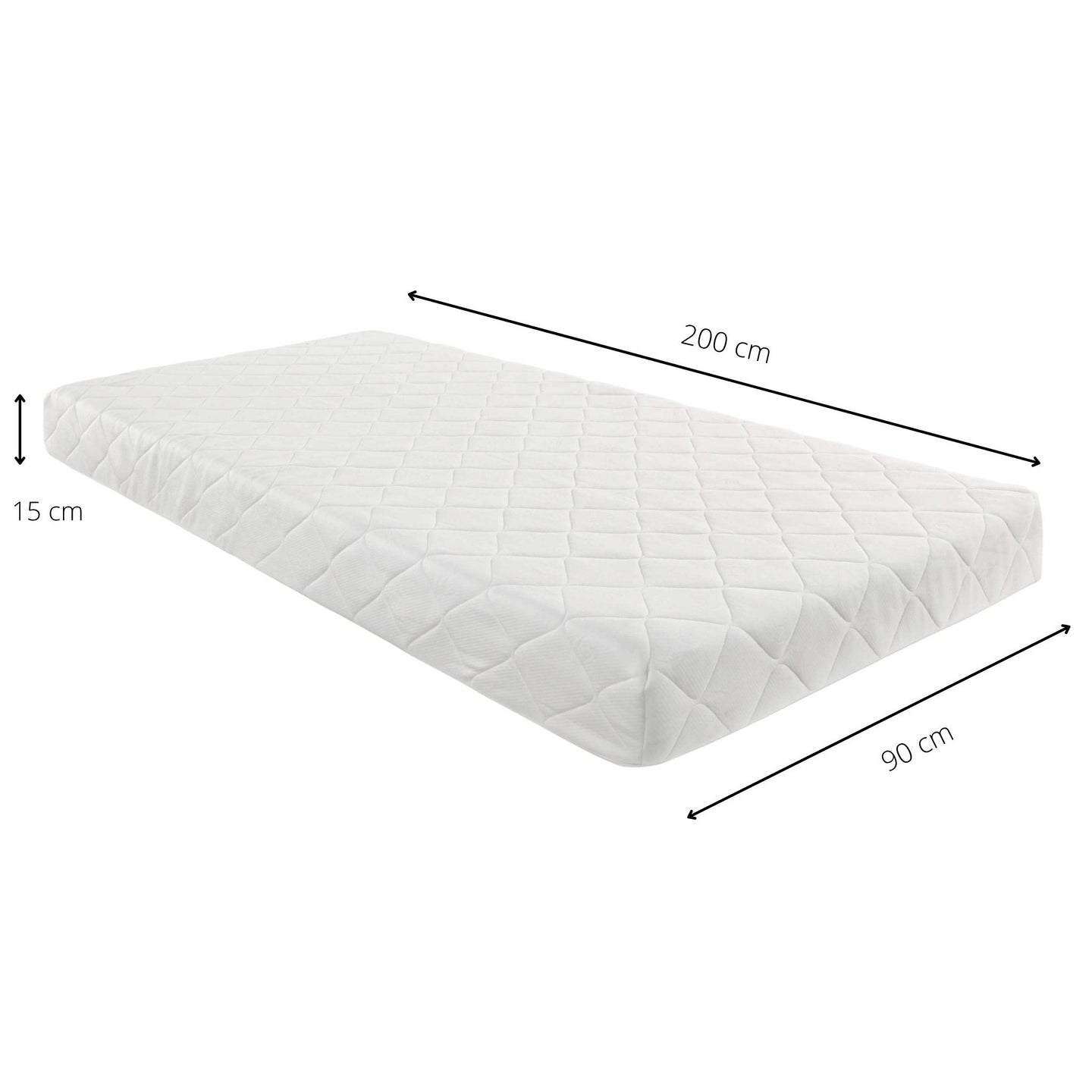 Luxury Memoflex Foam Mattress Single Continental, 15cm thickness, 200cm x 90cm, cotton washable cover, supportive memory foam.