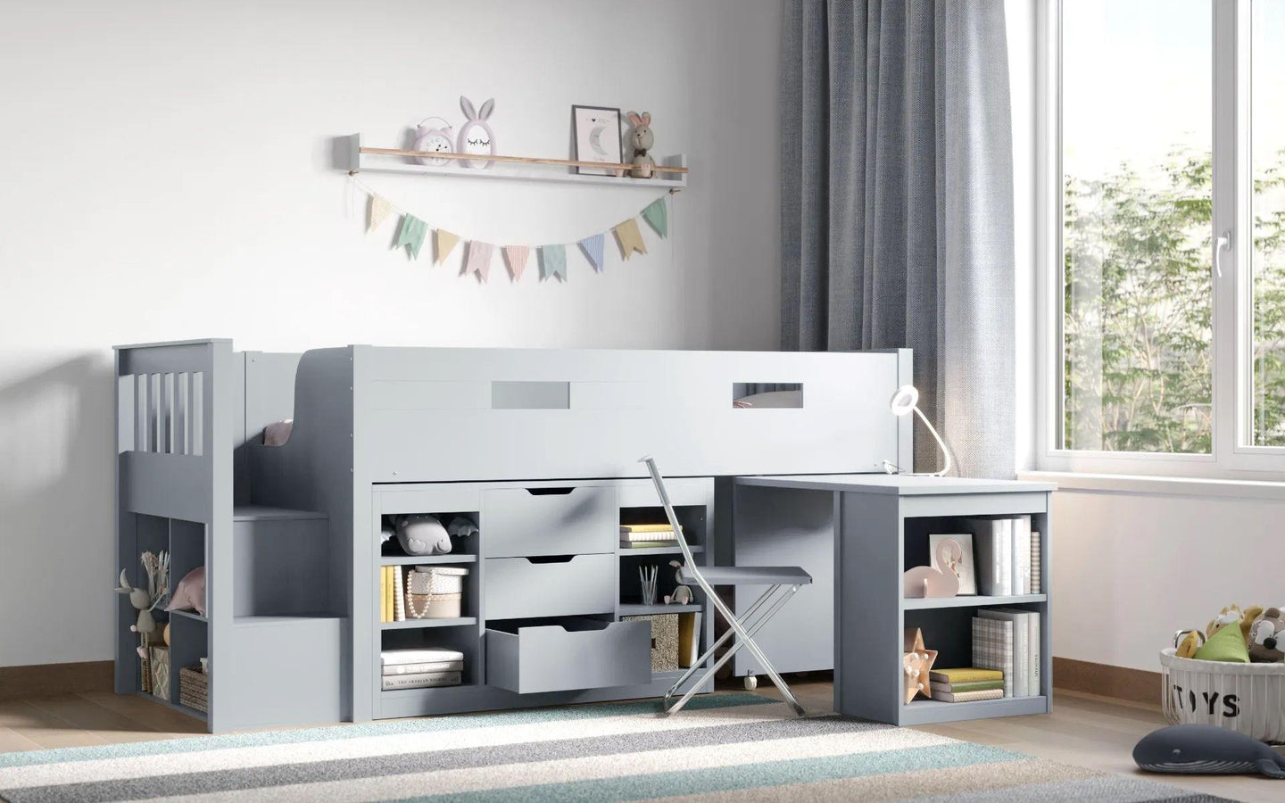 Charlie Mid Sleeper Bed with Desk & Storage