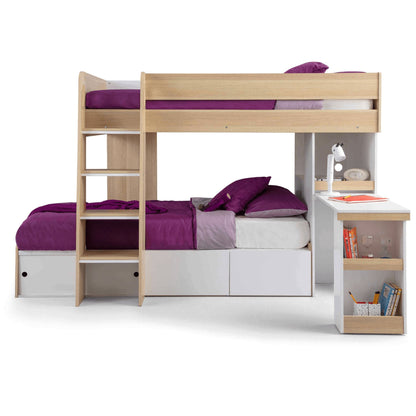 Julian Bowen Eclipse Bunk Bed with a Desk & Storage Drawers - Millie & Jones