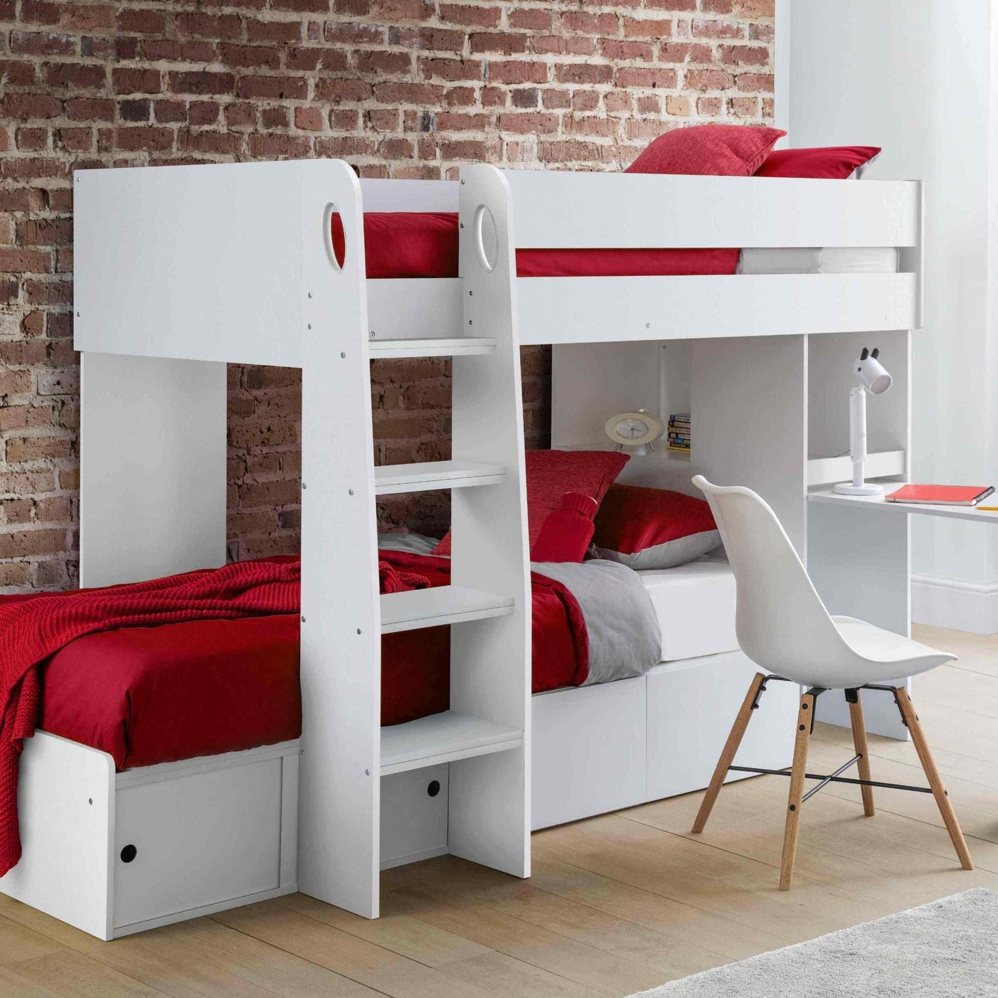 Julian Bowen Eclipse Bunk Bed with a Desk & Storage Drawers - Millie & Jones