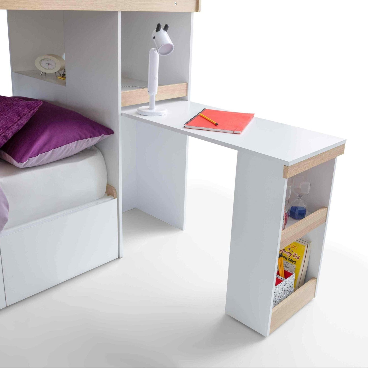 Julian Bowen Eclipse Bunk Bed with a Desk & Storage Drawers - Millie & Jones