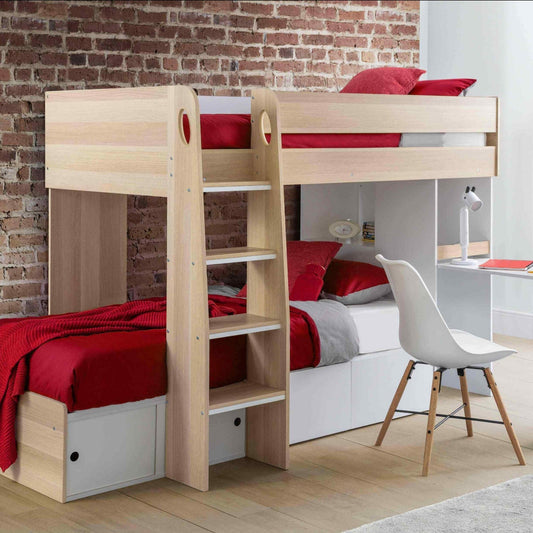 Julian Bowen Eclipse Bunk Bed with a Desk & Storage Drawers - Millie & Jones