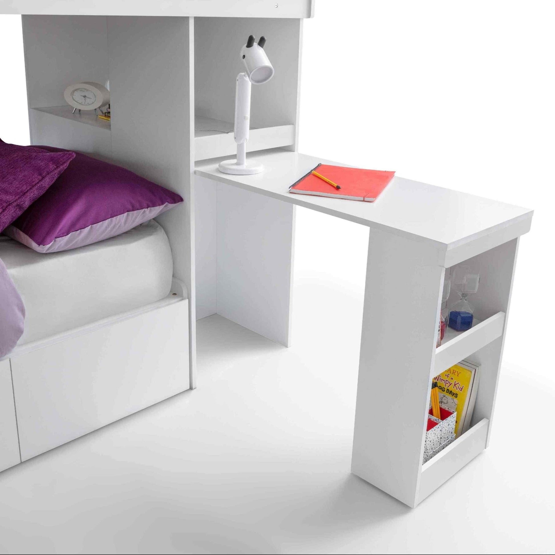 Julian Bowen Eclipse Bunk Bed with a Desk & Storage Drawers - Millie & Jones