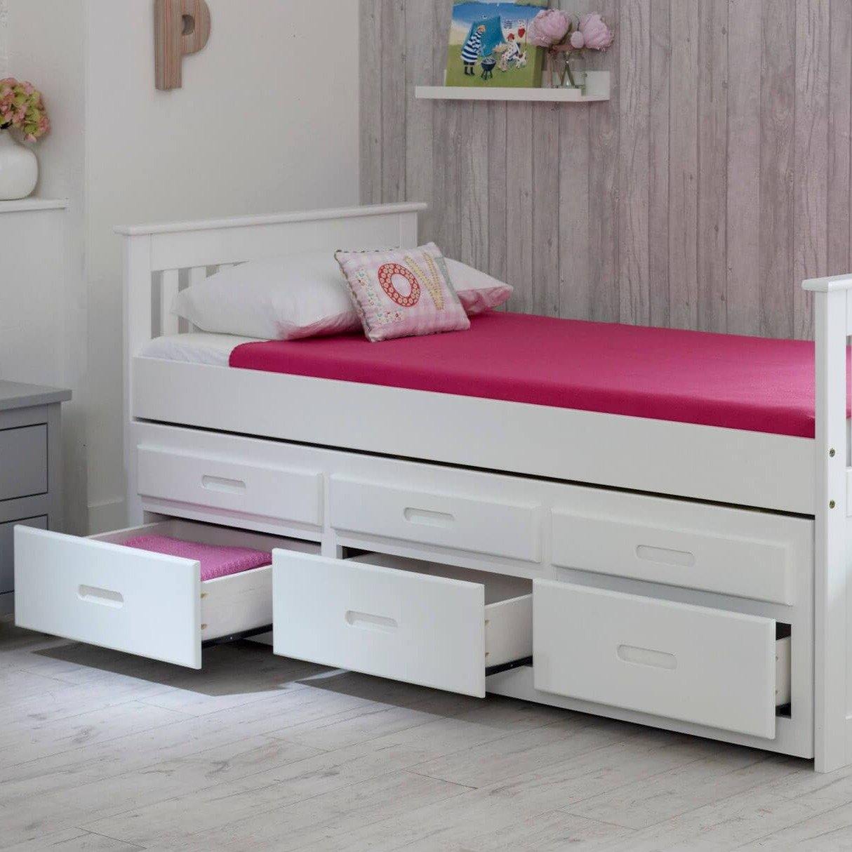 Leo Single Cabin Bed with Storage and Trundle Guest Pull Out Bed - Millie & Jones