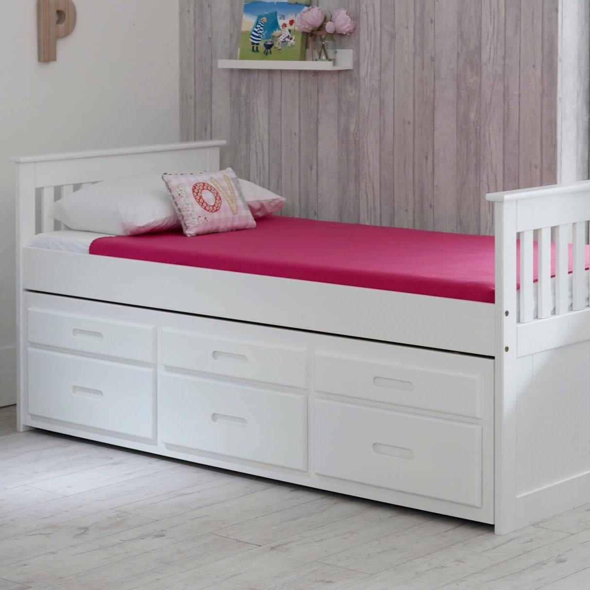 Leo Single Cabin Bed with Storage and Trundle Guest Pull Out Bed - Millie & Jones