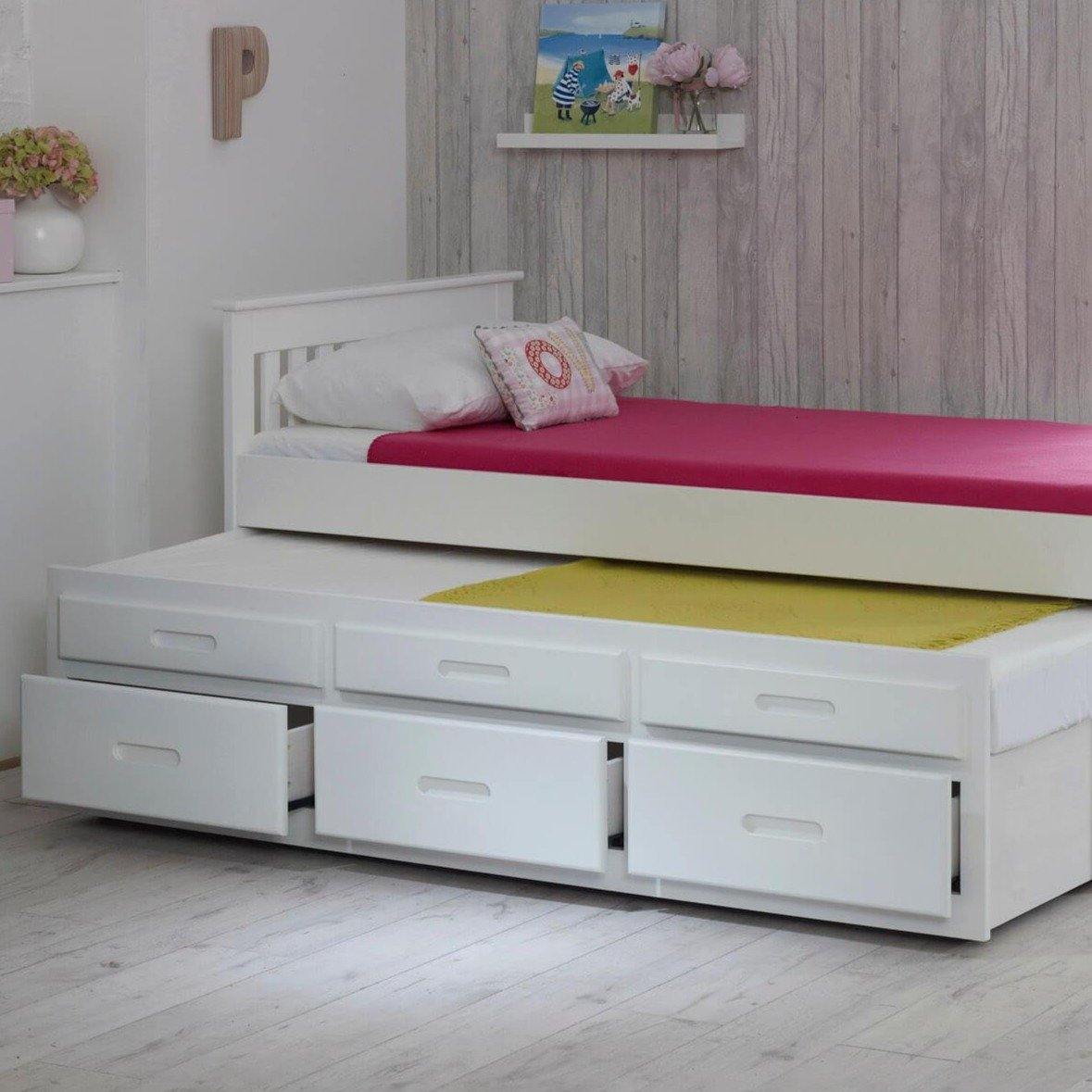 Leo Single Cabin Bed with Storage and Trundle Guest Pull Out Bed - Millie & Jones