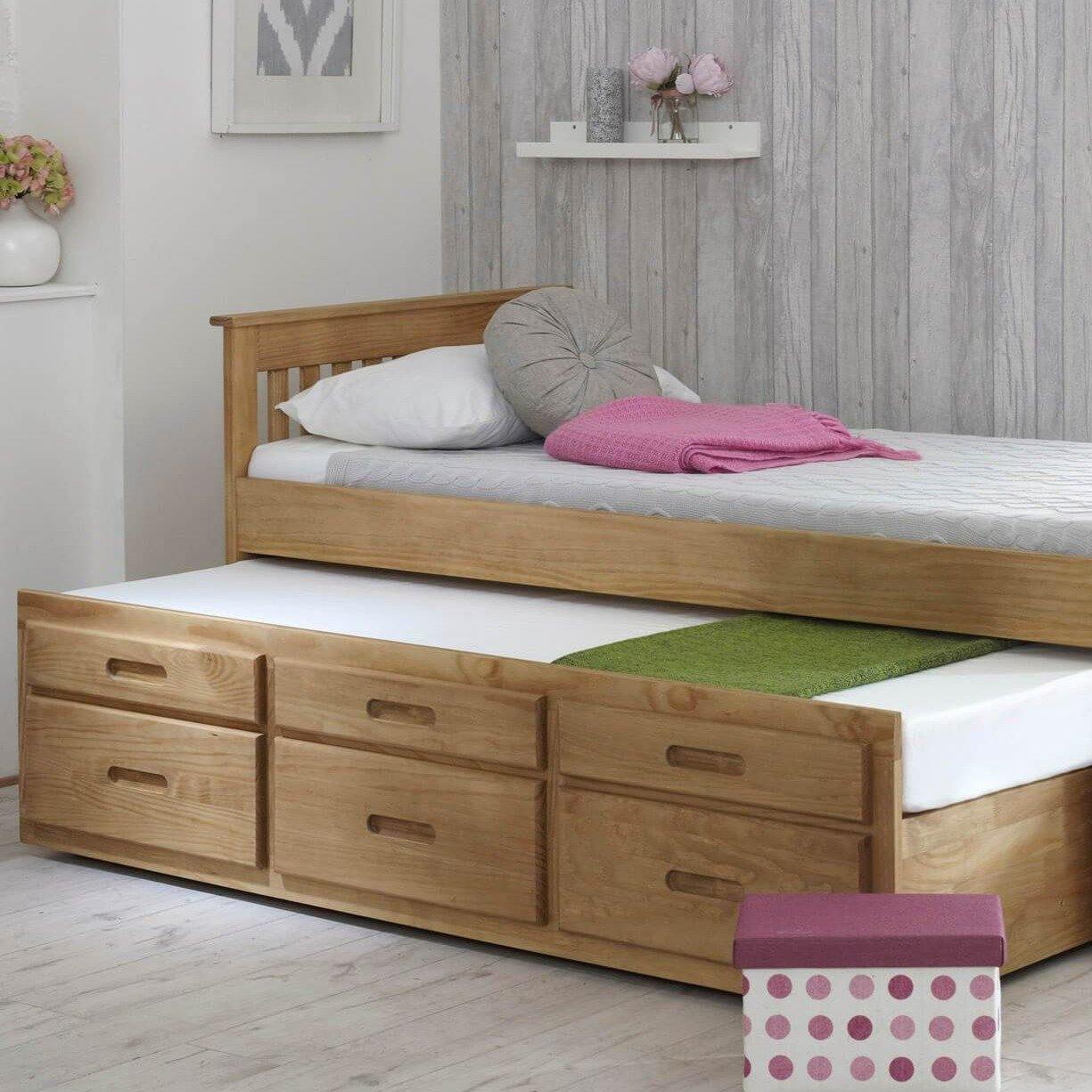 Leo Single Cabin Bed with Storage and Trundle Guest Pull Out Bed - Millie & Jones