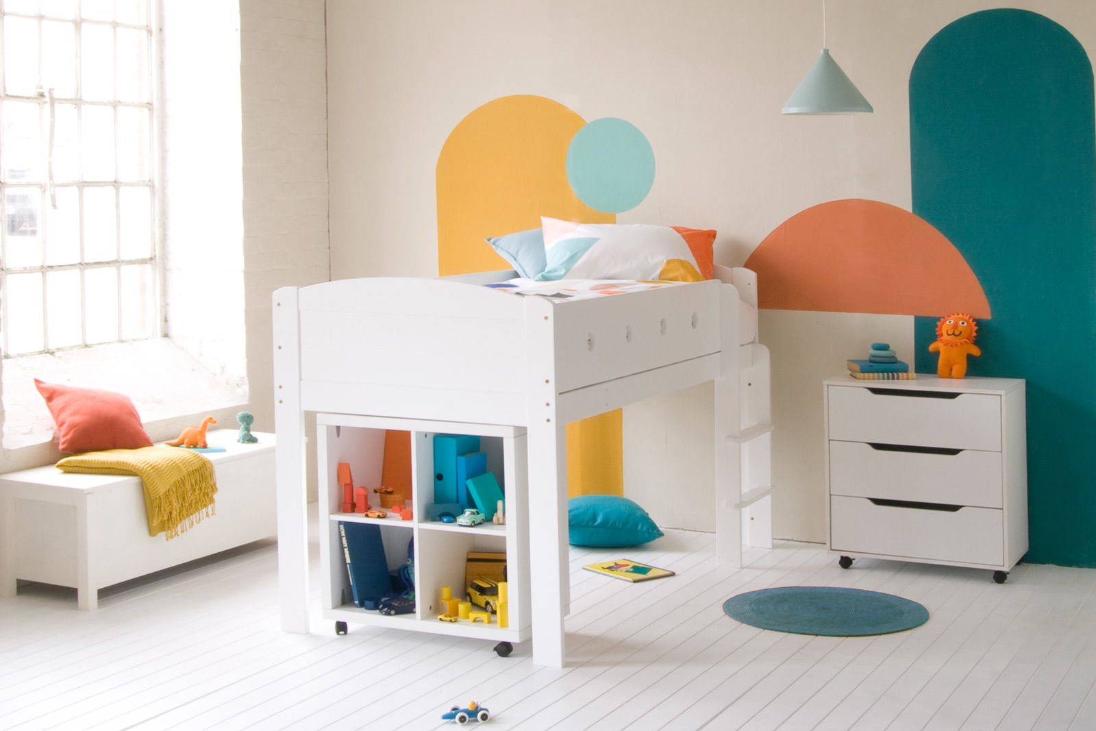 Little Folks - CUBIX Mid Sleeper with Storage Bookcase in Pure White - Millie & Jones