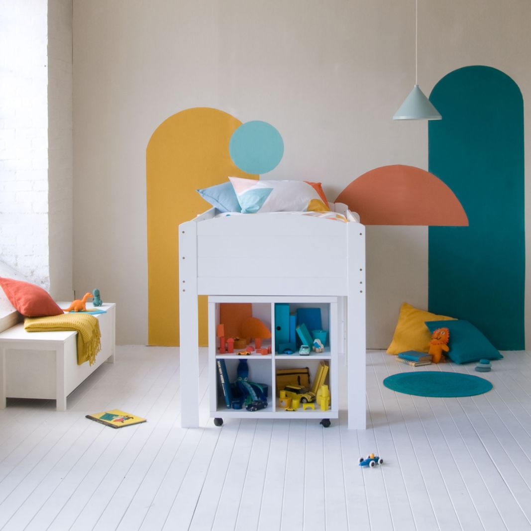 Little Folks - CUBIX Mid Sleeper with Storage Bookcase in Pure White - Millie & Jones