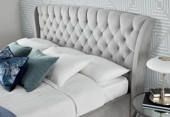 Newton Grey Velvet Storage Bed