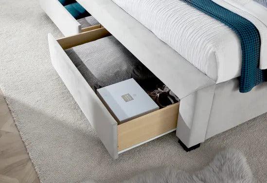 Newton Grey Velvet Storage Bed