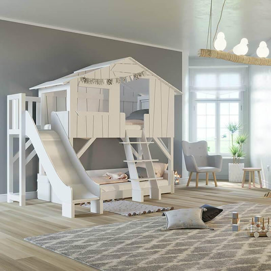 Mathy By Bols Treehouse Bunk Bed with Platform and Slide - Millie & Jones