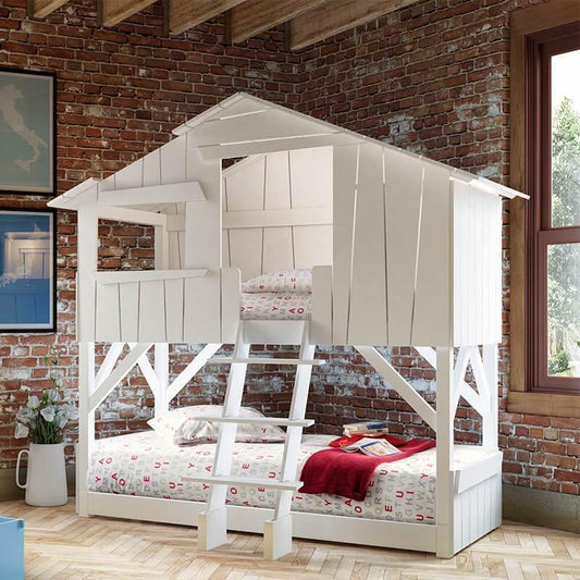 The Treehouse Bunk Bed with Platform and Slide - Millie & Jones