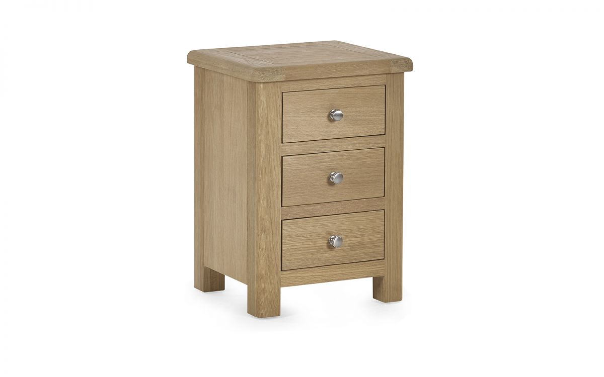 Memphis Limed Oak 3 Drawer Bedside Table