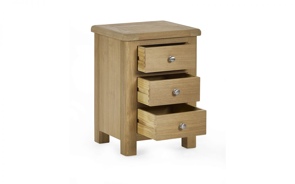 Memphis Limed Oak 3 Drawer Bedside Table