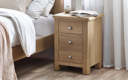 Memphis Limed Oak 3 Drawer Bedside Table