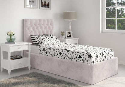 Milan Velvet Single Ottoman Bed - Millie & Jones